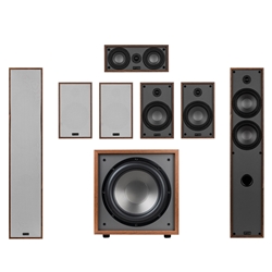 Dayton Audio T65 7.1 Home Theater Bundle with 12" 200W Powered Subwoofer Wood