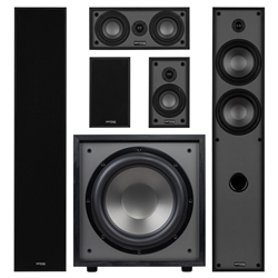 Dayton Audio T65 5.1 Home Theater Bundle with 12" 200W Powered Subwoofer Black