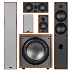 Dayton Audio T65 5.1 Home Theater Bundle with 12" 200W Powered Subwoofer Wood